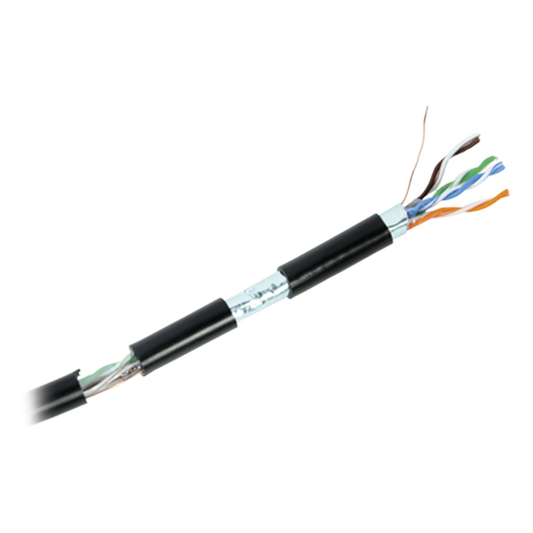 Bobina de cable de 305 m, Cat5e , FTP, blindado, para intemperie, color negro, UL, para aplicaciones en video vigilancia, redes de datos (Carrete
