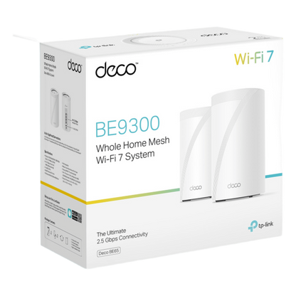 KIT 2 Routers Inalámbrico MESH Interior para Hogar / Triple Banda Wi-Fi 7 BE9300 Mbps / 2 Puerto 2.5 Gigabit WAN/LAN / 4 Antenas Internas / Operación