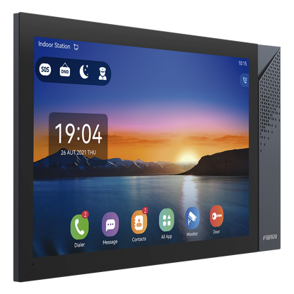 Monitor IP/SIP para interior con Android, Wi-Fi, Bluetooth, Pantalla táctil de 10.1", audio de 2 vías, PoE, 8 interfaces de entrada de alarma.