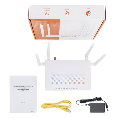 ONU Dual GPON/EPON / Wi-Fi Doble Banda 2.4 y 5 GHz / Soporta MESH / 2 Puertos Gigabit / 1 Puerto PON SC/APC / 1 puerto CATV / Hasta 1200 Mbps vía