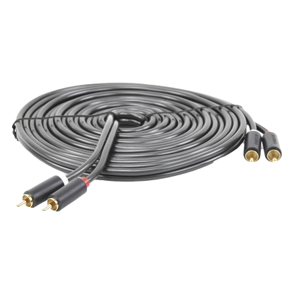 Cable de Audio 2 RCA Macho a 2 RCA Macho / 5 Metros (16.40 Pies) / Color Negro / Alta Calidad / Anillos de Goma para Asegurar un Agarre Firme al