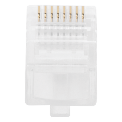 Bote con 100 Piezas de Plug Modular RJ45 Cat5e sin Blindaje, Chapado de Oro a 30 Micras para Durabilidad Extrema