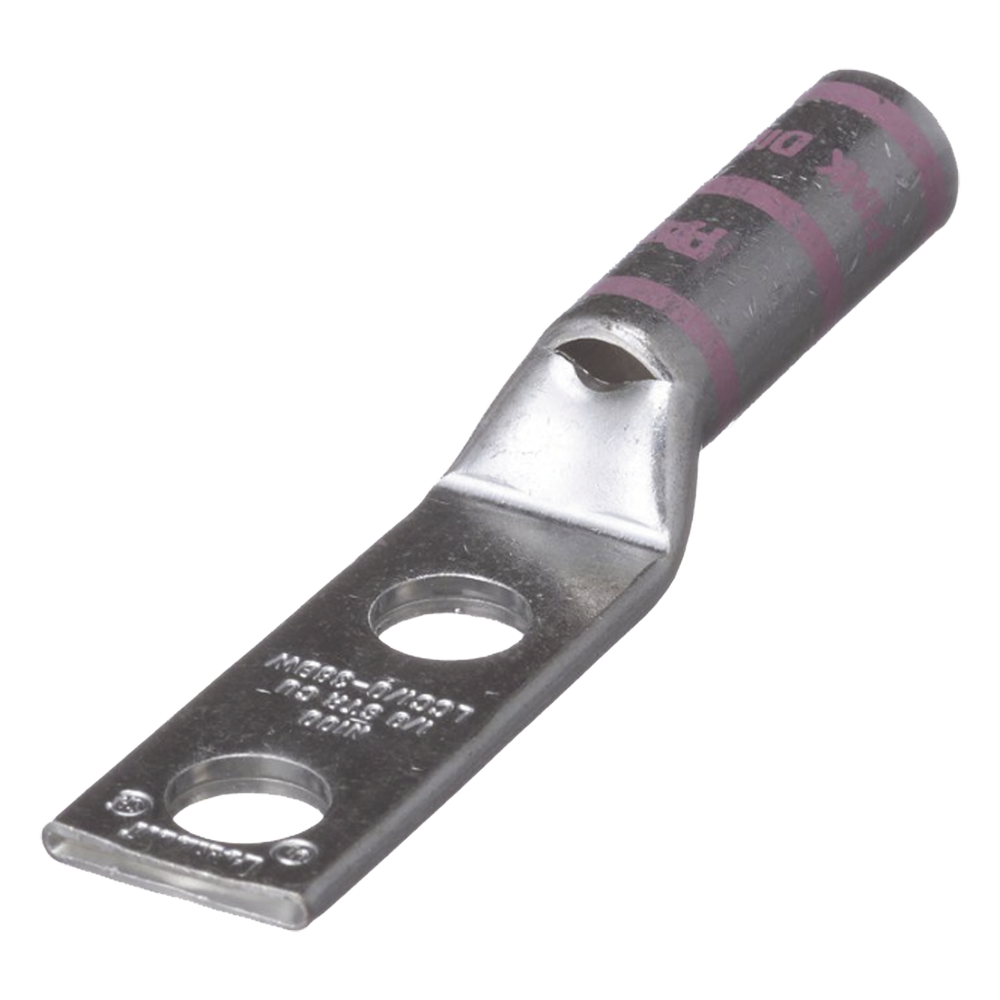 Zapata de compresión LCC1/0-38DW-X para cal. 1/0 Awg, Doble barreno para tornillo prisionero de 3/8, 1 Pz