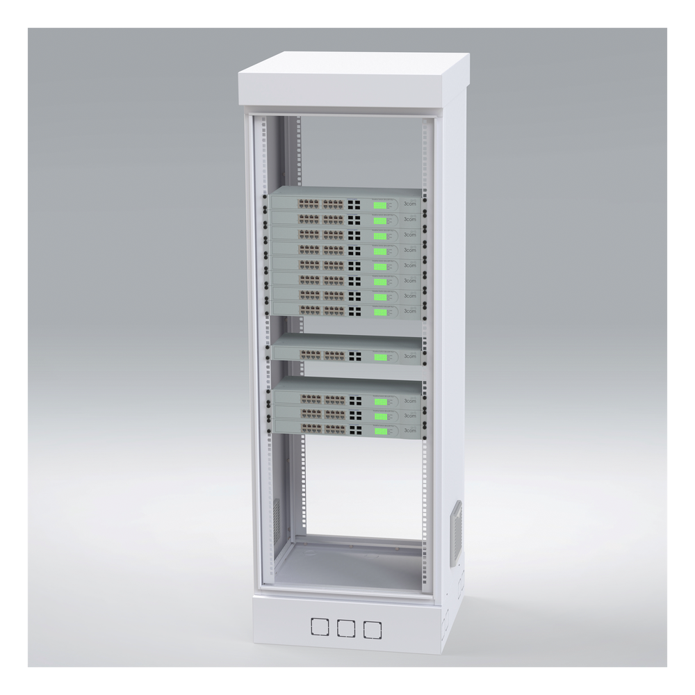 Gabinete para Piso, Capacidad, 31 Unidades de Rack, Doble puerta y Postes frontales e intermedios ajustables, Color Blanco, Se envía el Gabinete