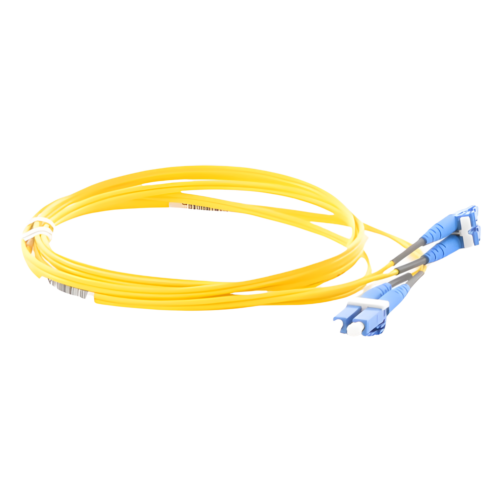 Jumper de Fibra Optica Monomodo 9/125 OS2, LC-LC Duplex, OFNR (Riser), Color Amarillo, 2 Metros (6.56 Pies)