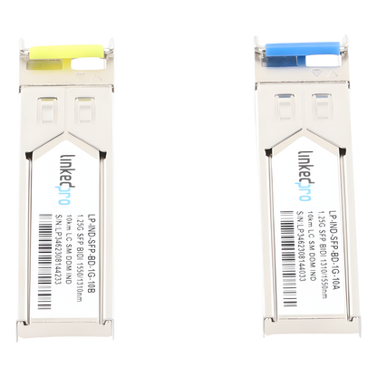 Transceptores Ópticos Industriales Bidireccionales SFP (Mini-Gbic) / Monomodo 1310 & 1550 nm / 1.25 Gbps / 1000BASE-BX / Conector LC/UPC Simplex