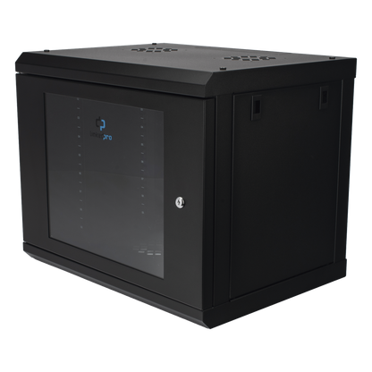 Gabinete de Pared con Puerta de Cristal Templado, 455 mm de Profundidad, 9U Rack de 19'', Acero Reforzado