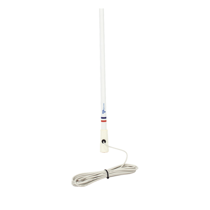 Antena Marina VHF / Fibra de Vidrio / 156-163 MHz / 6.5 dBi / Cable 10 m (32.8 ft) / PL-259 / Exterior IP67