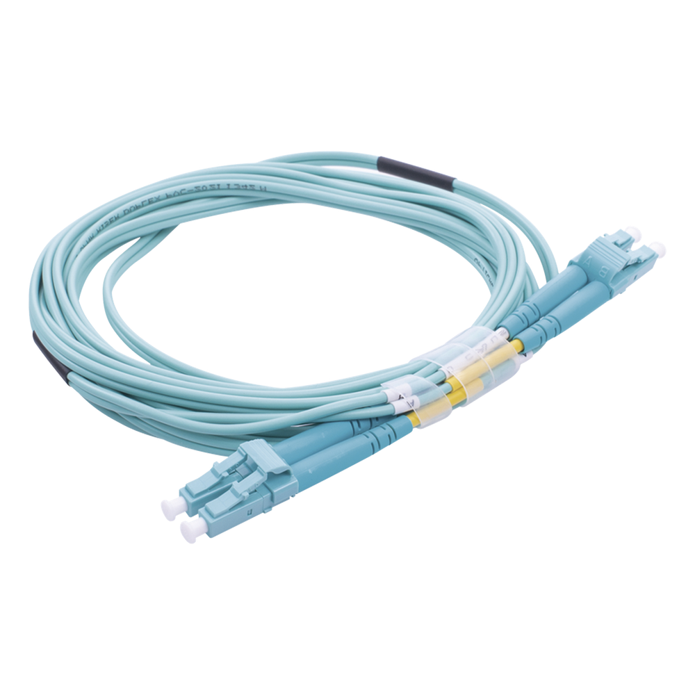 Jumper de Fibra Óptica Multimodo OM4 50/125 LC-LC OFNR (Riser), 2.0 mm, Dúplex, Aqua, 3 Metros (9.84 Pies)