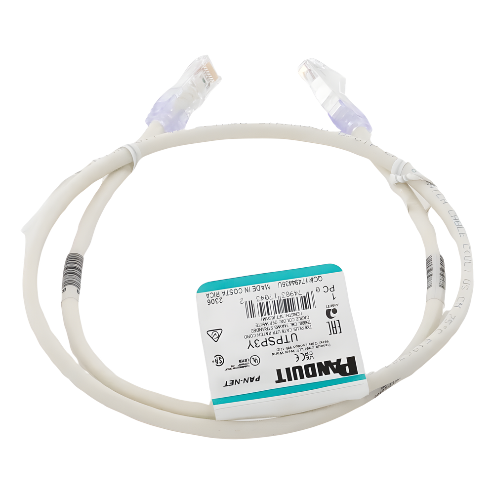 Cable de Parcheo TX6, UTP Cat6, 24 AWG, CM, Color Blanco Mate, 0.91 Metros (3 Pies)