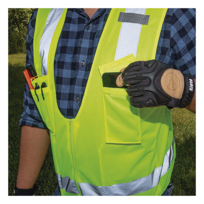 Chaleco de seguridad reflectante de alta visibilidad, mediano/grande. Con múltiples bolsillos de diferente capacidad