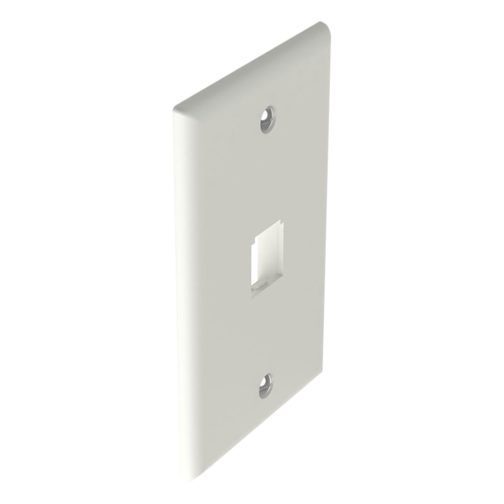 Placa de Pared Vertical Clásica, Salida Para 1 Puerto Mini-Com, Color Blanco Mate
