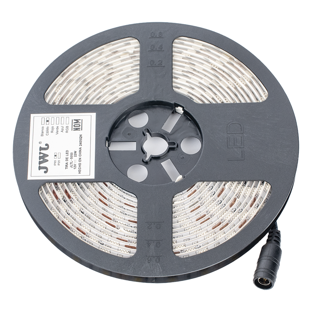 Tira Led de 5 m / Cálido / Uso Exterior / Potencia 22 W / 900 lm/ 12 V CD / IP 65.