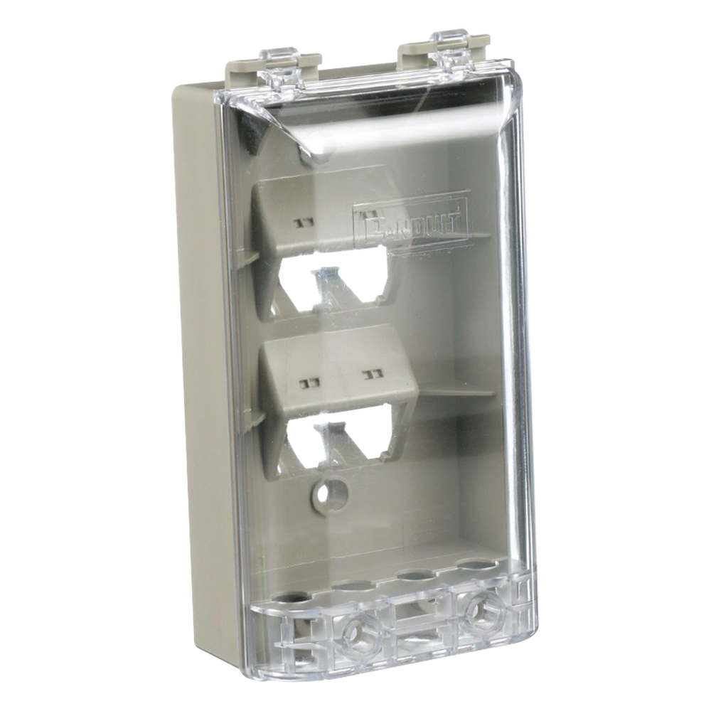Placa de Pared Vertical, Resistente al Agua con Protección IP56, Acepta 4 Módulos Mini-Com, Color Gris