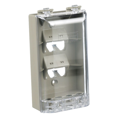 Placa de Pared Vertical, Resistente al Agua con Protección IP56, Acepta 4 Módulos Mini-Com, Color Gris