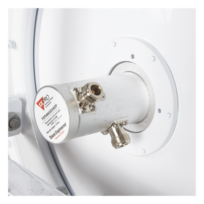 Antena direccional de 3ft, 4.9 a 6.5 GHz, Ganancia 34 dBi, Conectores N-hembra, Polarización doble, incluye montaje para torre o mástil