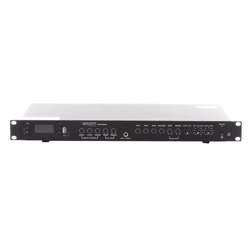 Amplificador de Audio | 2 x 60W | Baja Impedancia 4 - 8&Omega; | Reproductor Bluetooth, USB, SD | Efectos Integrados Delay, Echo, Repeat