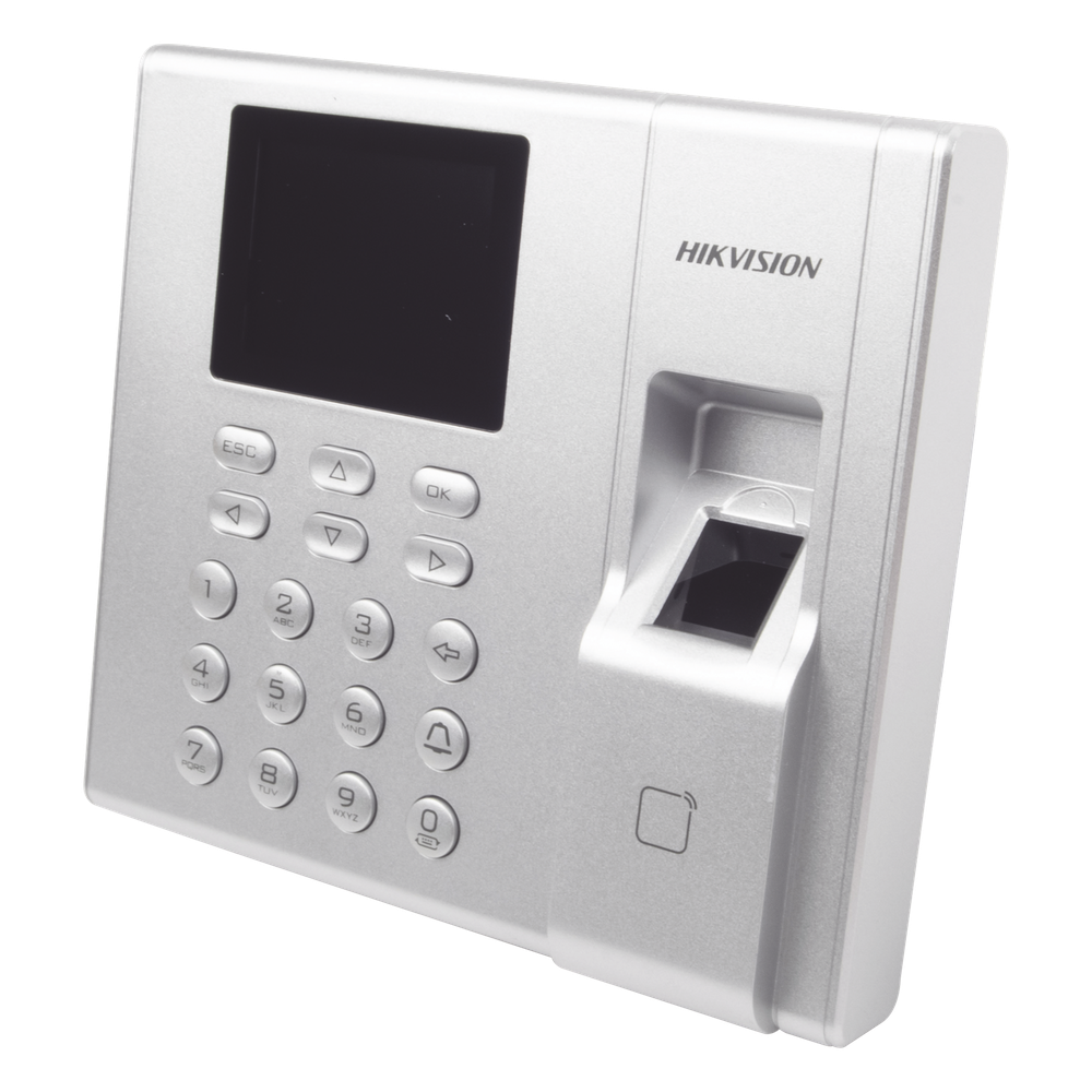 Terminal de Control de Acceso y Asistencia / Huella y Tarjetas EM / 1,000 Usuarios / Hik-Connect P2P / Pantalla LCD 2.4" / iVMS-4200