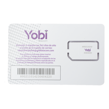 SIM Yobi para dispositivos móviles 3G/4G con recarga de 10GB cada mes durante 1 año de servicio (solo datos)