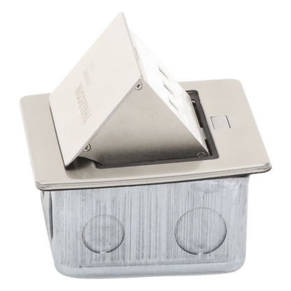 Mini Caja de Piso Rectangular para Datos y Conectores Tipo Keystone, Color y Material en Acero Inoxidable (3 Puertos) (11000-21202)