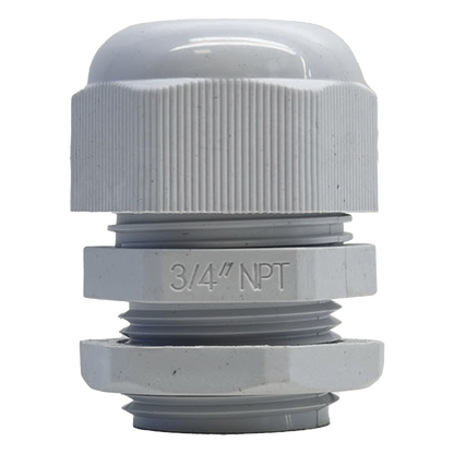 Conector Plástico Blanco Tipo Glándula para Rosca NPT 3/4"
