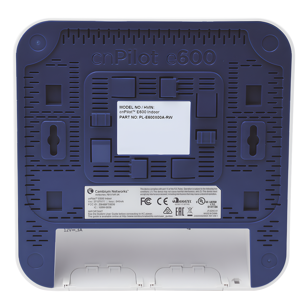 2.13 Gbps / Access Point cnPilote e600 Indoor / Alta cobertura y estable en ambiente saturados usuarios / Doble banda/ MU-MIMO 4X4 / Antena
