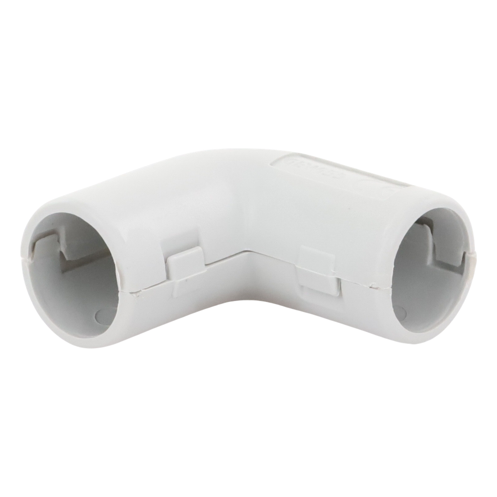 Unión en "L" (Codo) para tubería rígida, recomendado para cable eléctrico, PVC Auto-extinguible, de 16 mm
