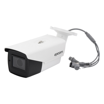 Bullet TURBOHD 4K (8Megapixeles) / Lente Mot. 2.7 a 13.5 mm / Potente IR EXIR de 80 mts / Exterior IP67 / 12 Vcc - 24 VCA / dWDR