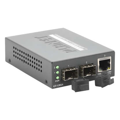 Convertidor de Medios con Doble Puerto SFP 1000BASE-FX/SX/LX y Puerto Ethernet 1000Base-T