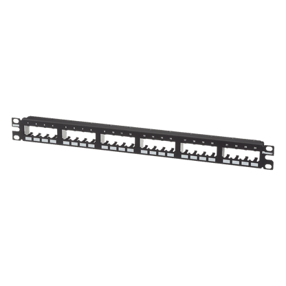 Panel de Parcheo Modular Mini-Com (Sin Conectores), Plano de Instalación al Ras, Sin Blindaje, de 24 Puertos, 1UR