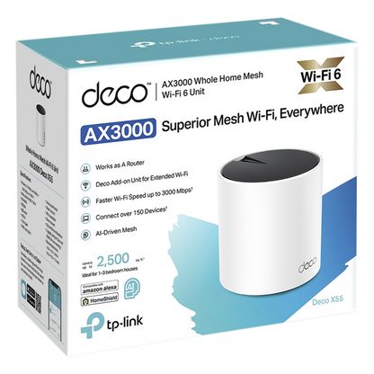 Router Inalámbrico MESH Interior para Hogar / Doble Banda Wi-Fi 6 AX3000 Mbps / 3 Puerto Gigabit WAN/LAN / 2 Antenas Internas / Administración