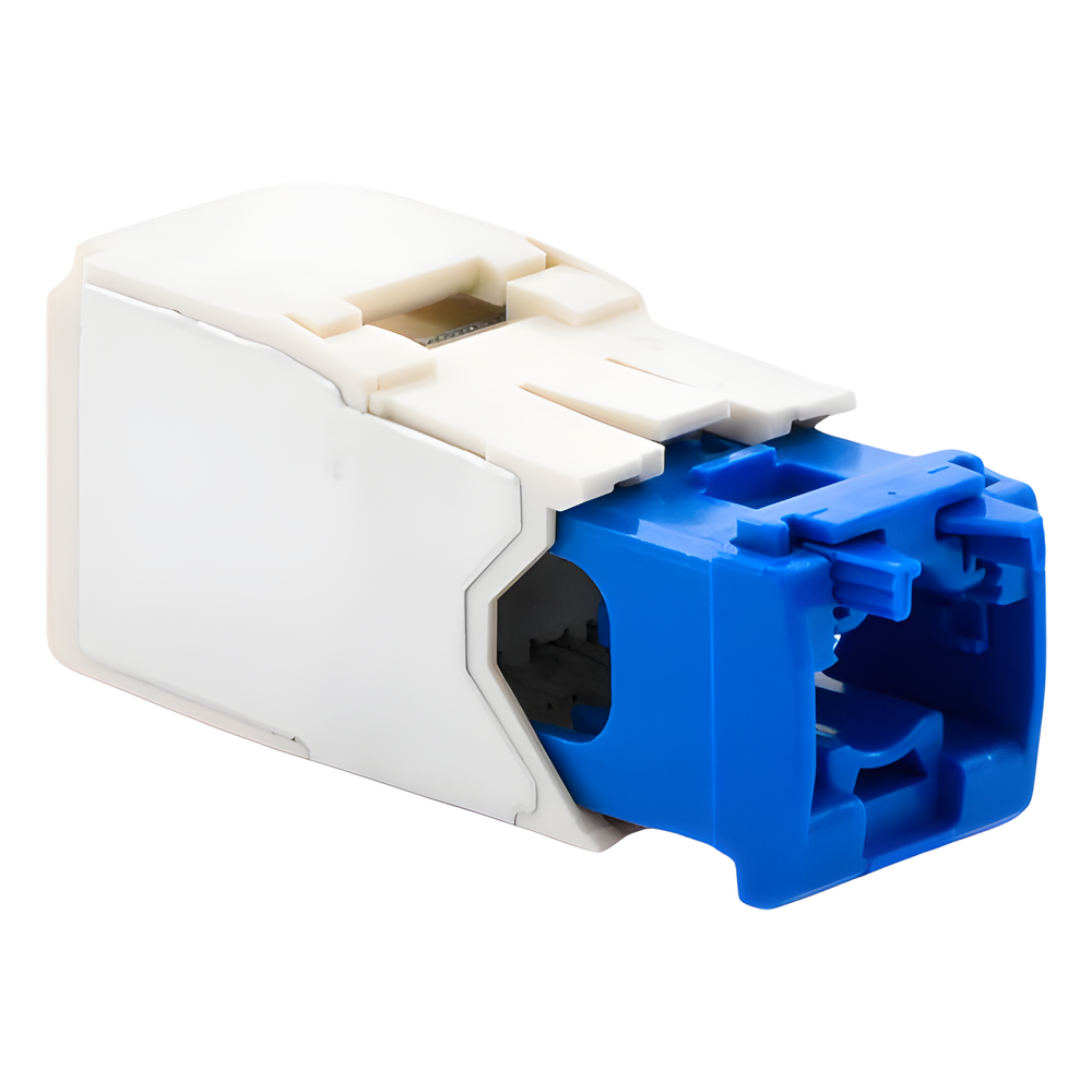 Conector Jack RJ45 Estilo TG, Mini-Com, Categoría 6A, de 8 Posiciones y 8 Cables, Color Blanco Mate