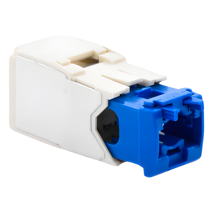 Conector Jack RJ45 Estilo TG, Mini-Com, Categoría 6A, de 8 Posiciones y 8 Cables, Color Blanco Mate
