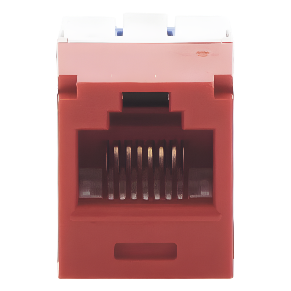 Conector Jack RJ45 Estilo TG, Mini-Com, Categoría 6A, de 8 Posiciones y 8 Cables, Color Rojo