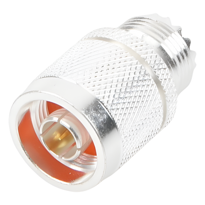 Adaptador en Línea, de Conector N Macho a UHF Hembra (SO-239), Plata/ Oro/ Teflón