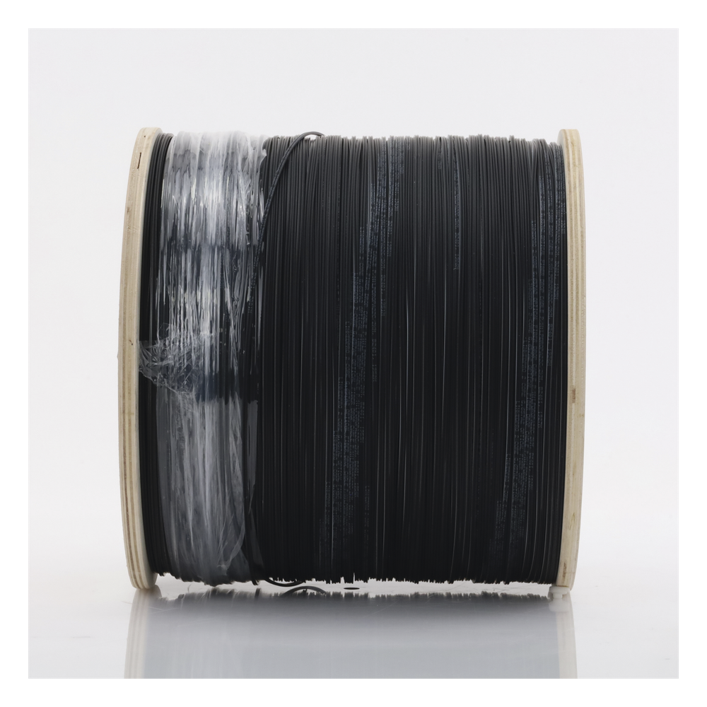 Carrete de 2 km de Fibra Óptica Drop Plana, Interior/Exterior G.657A2 Monomodo de 2 Hilos (Bifibra), Dieléctrica, Forro Negro, (No Soporta Conectores