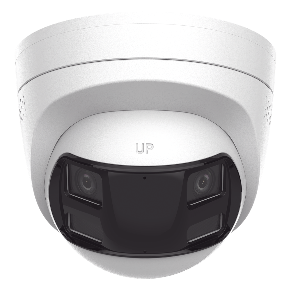 [Dual Light] Turret IP 6 Megapixel / Imagen Panorámica 180°/ PoE / Micrófono y Bocina Integrado / Exterior IP67 / Audio Bidireccional / Alarma Visual
