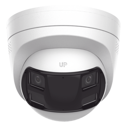 [Dual Light] Turret IP 6 Megapixel / Imagen Panorámica 180°/ PoE / Micrófono y Bocina Integrado / Exterior IP67 / Audio Bidireccional / Alarma Visual