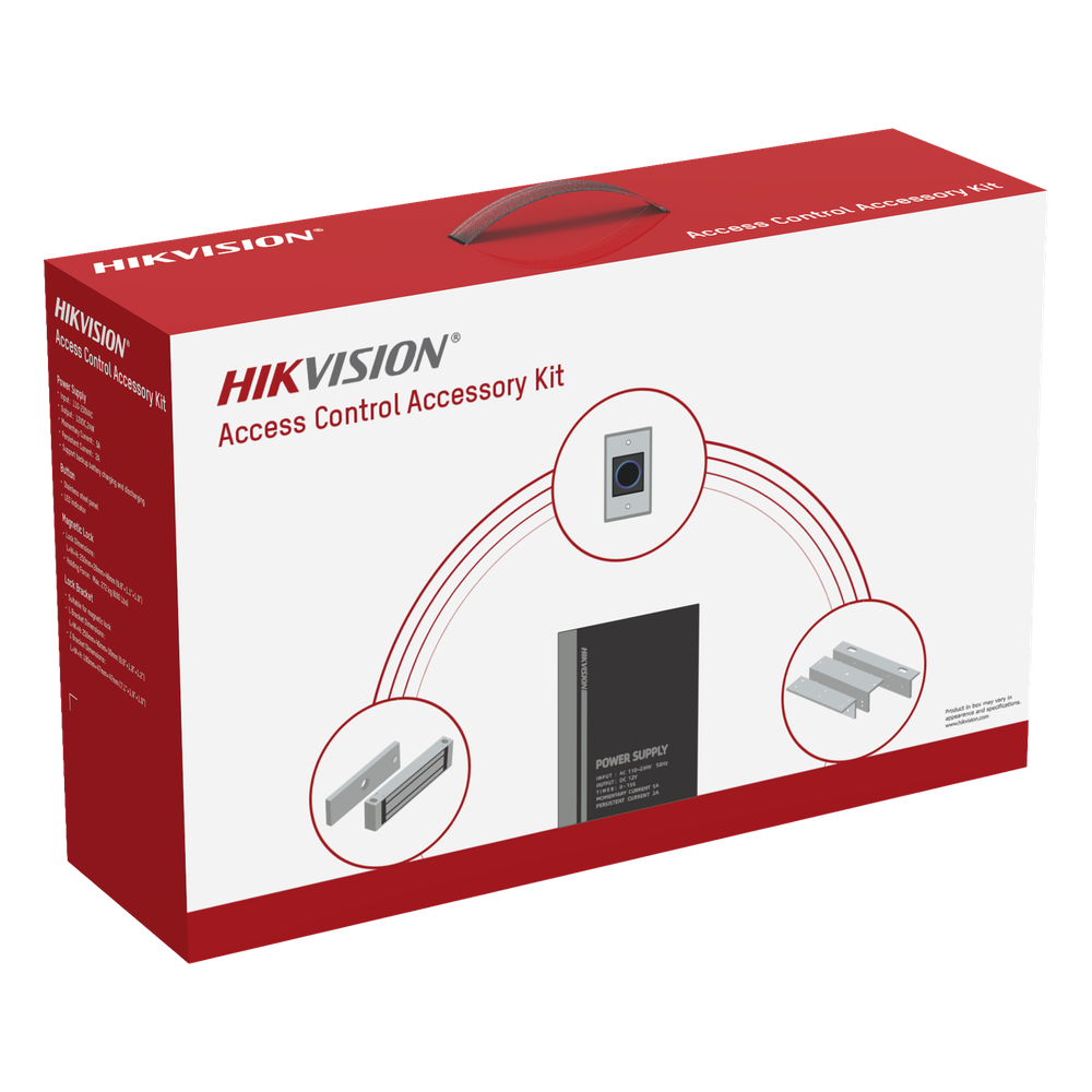 Kit HIKVISION para para Control de Acceso / Fuente 12 Vcd 2 A + Botón de Salida + Chapa Magnética 600 Lbs / Para Instalación de Control de Acceso