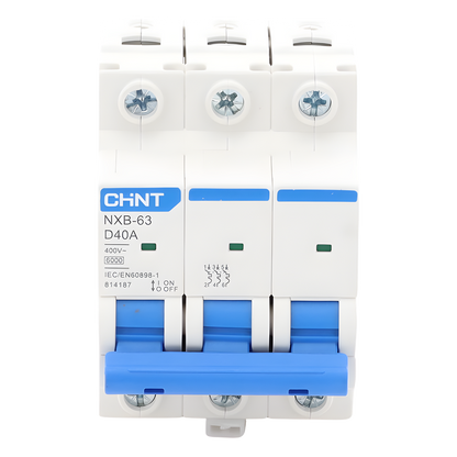 Pastilla para Riel Din, 3 Polos, 40 Amp, Vca:110/415v, 6kA, Catálogo: NXB633PD40.
