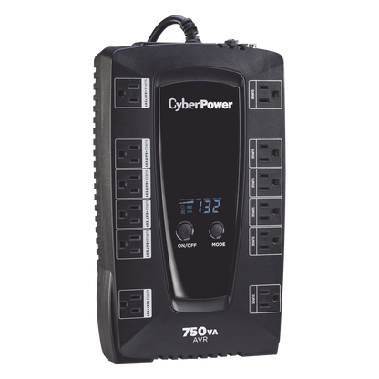 UPS de 750 VA/450 W, Topología Línea Interactiva, Entrada 120 Vca NEMA 5-15P, Tipo Gabinete Compacto, Con 12 Tomas NEMA 5-15R