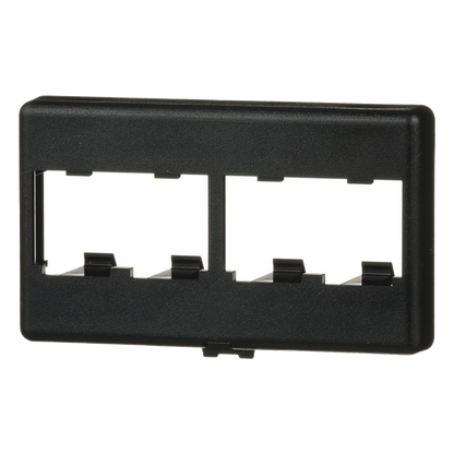 Placa de Mobiliario Modular Estándar, Salidas Para 4 Puertos Mini-Com, Color Negro