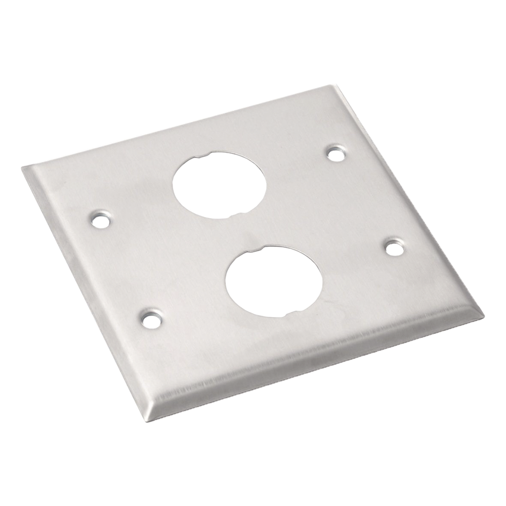 Placa de Pared Doble IndustrialNet?, Para 2 Conectores Industriales, de Acero Inoxidable