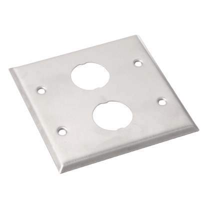 Placa de Pared Doble IndustrialNet?, Para 2 Conectores Industriales, de Acero Inoxidable