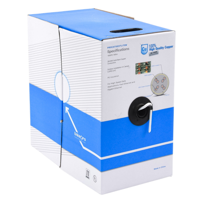 Bobina de Cable UTP Cat5e para Exterior en Color Blanco / 305 Metros (1000 Pies) / Certificada UL / Sin Blindaje