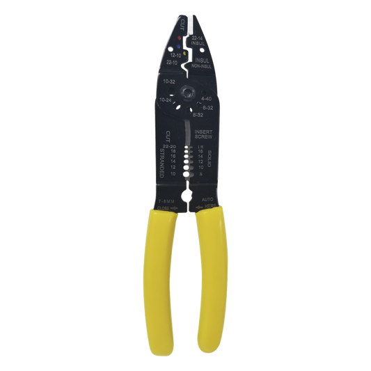 Pinza Cortacables / Pelacables 10 a 22 AWG con Plegador de Conectores.