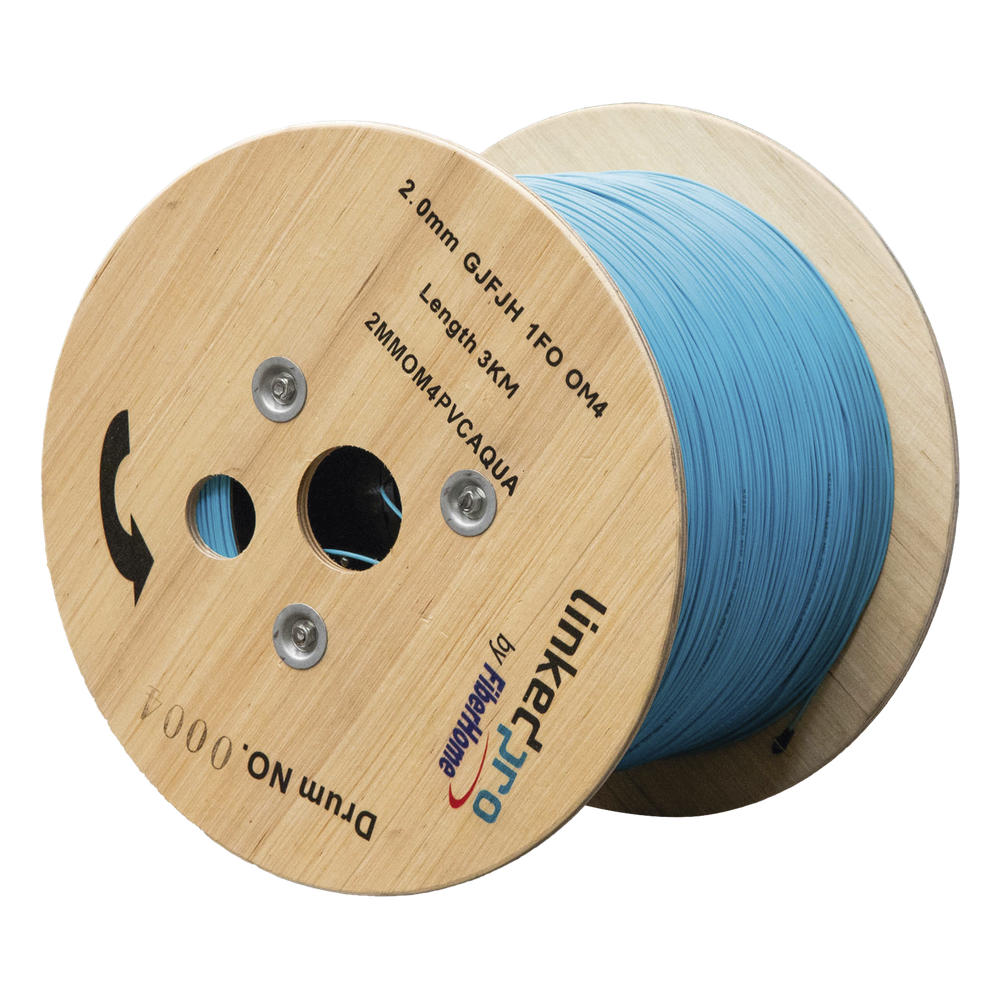 Fibra Óptica Multimodo OM4, 2 mm, Simplex, Tight Buffer, 900 micras, Color Aqua, Precio Por Metro, (Hasta 2000 Metros en un Solo Tramo de Cable)