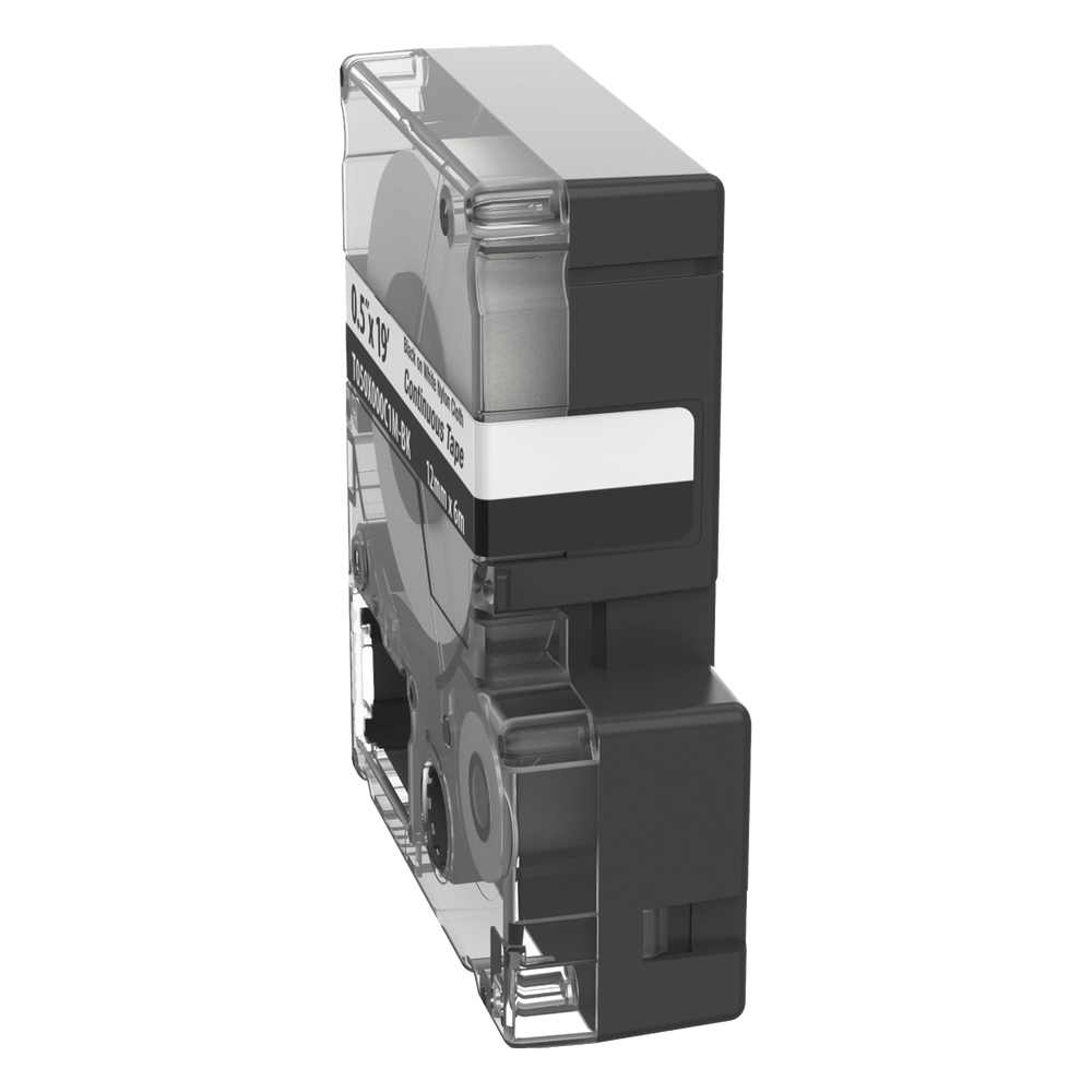 Casete de Etiquetas de Nylon de Cinta Continua, Color Negro Sobre Blanco, Uso Interior/Exterior, 12 (0.5 Pulgadas) mm de Ancho x 6 Metros (19.69