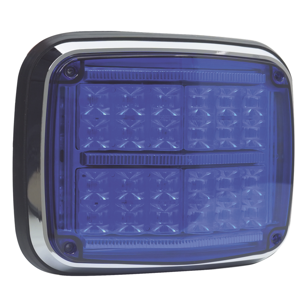 Luz de advertencia de 8 X 6", Color Azul, SAE, IP67, Ideal para Ambulancias