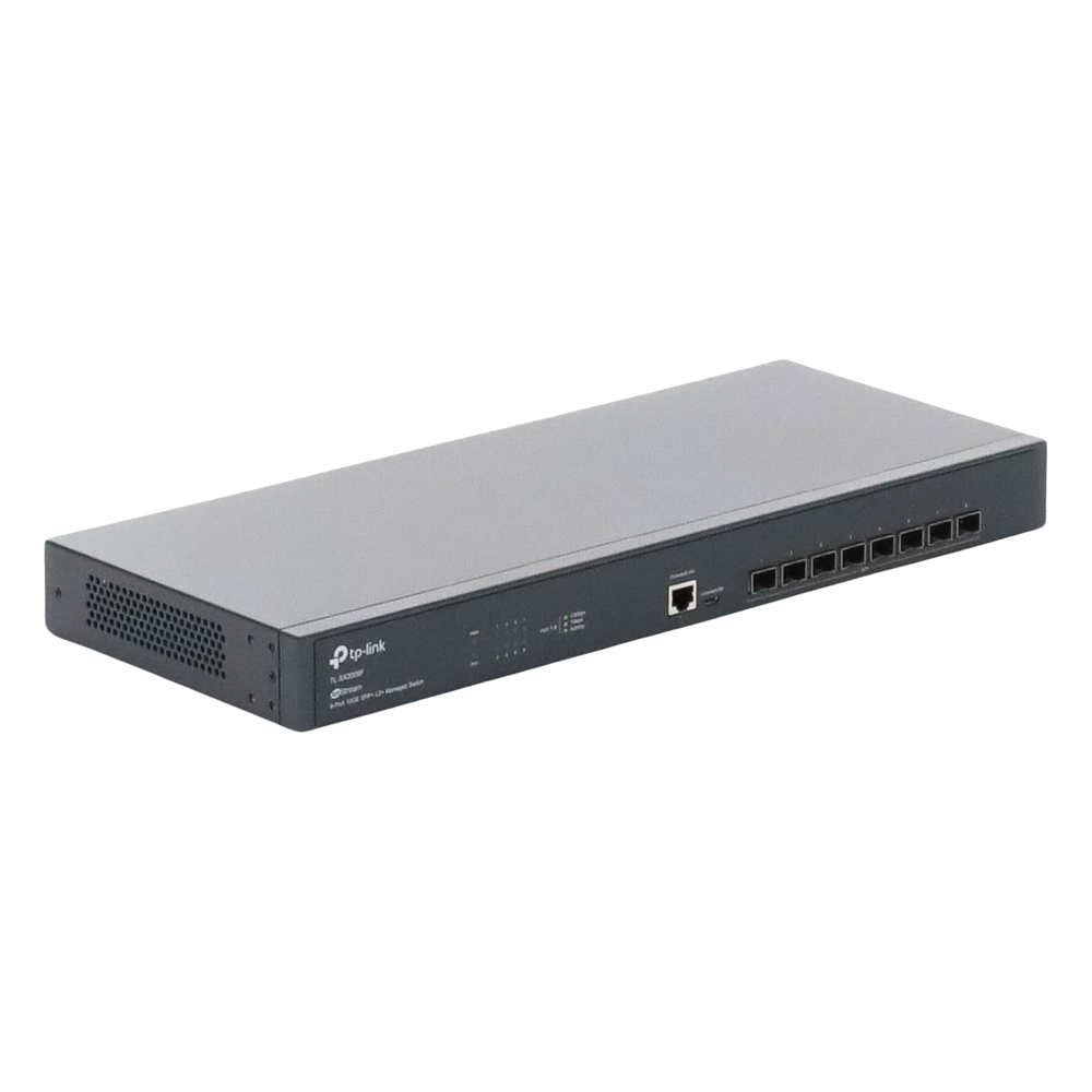 Switch Fibra Óptica L2+ Omada / 8 Puertos SFP+ 10G / 2 Puertos Consola (RJ45 y micro-USB) / Administración Centralizada Omada o Stand-Alone